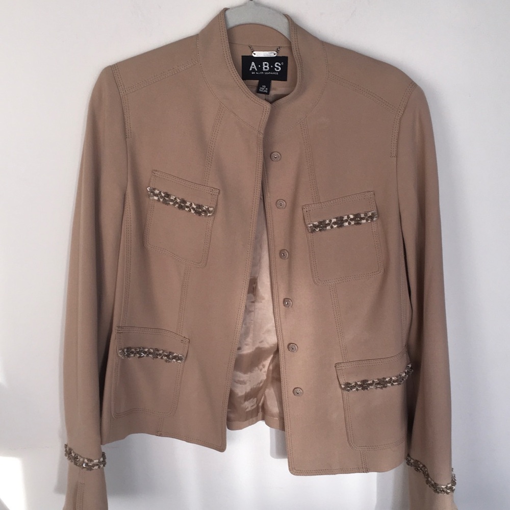 Women's Tan Collarless Jacket